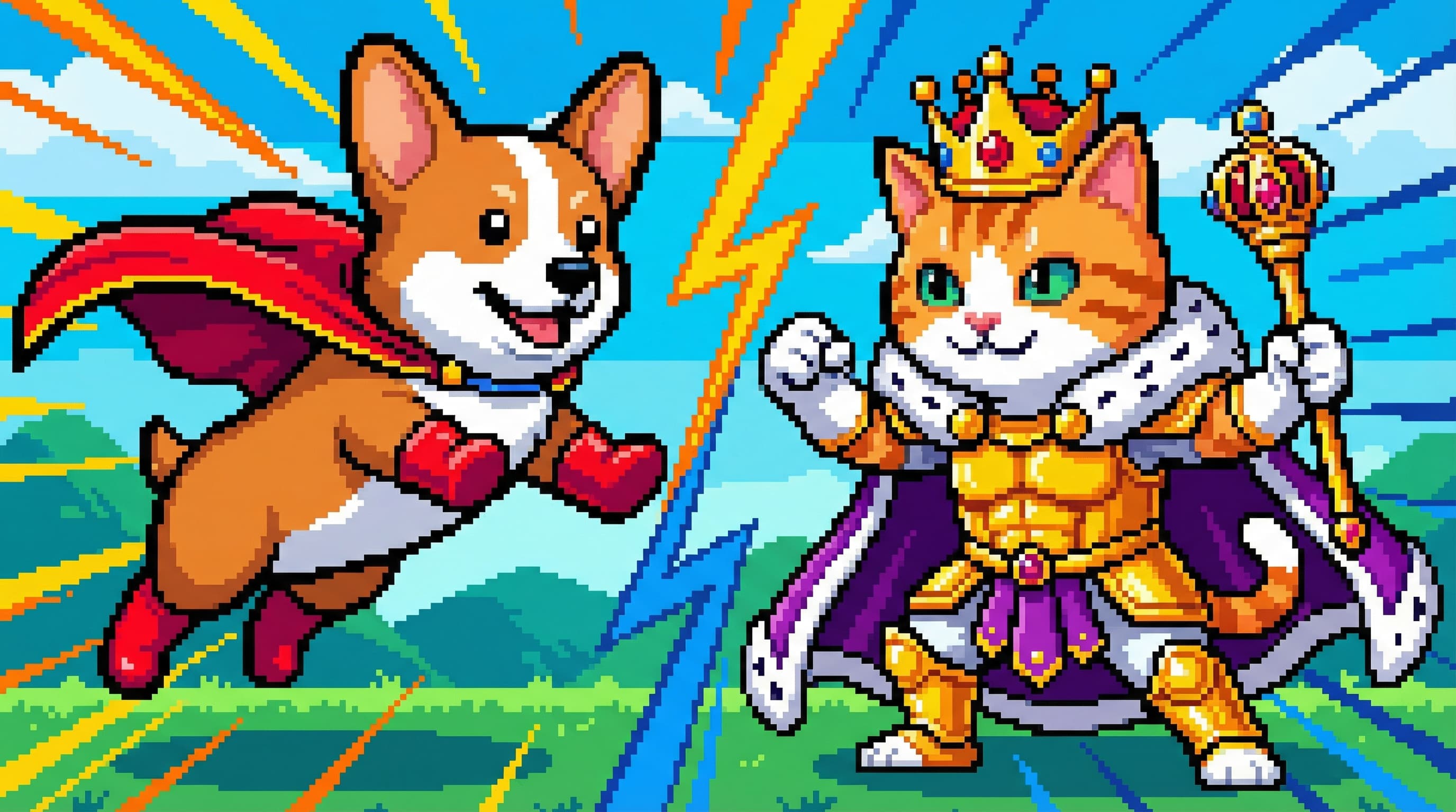 Super Doggy Boy vs Cat King battle scene